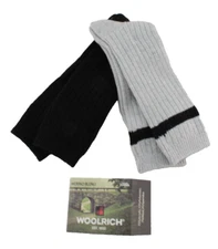 WOOLRICH Size Large (1) Gray (1) Black 2 Prs Merino Wool Blend Crew Hiking Socks