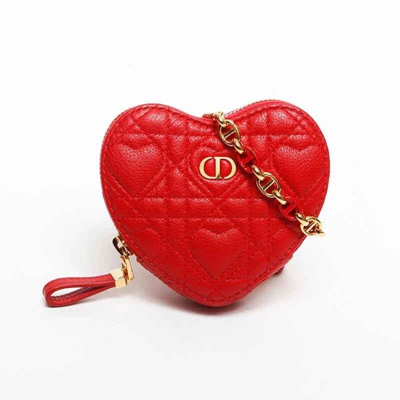 Christian Dior Amour Caro Coeur Mini Pochette Chaîne Sac Bandoulière Rouge Authentique