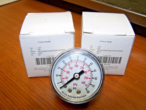 2) NEW ABS 1-1/2" 0-60 PSI PRESSURE GAUGE 14FLZ6 LOT OF 2 - 第 1/4 張圖片