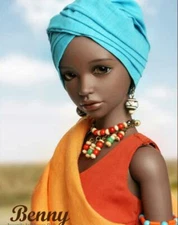 1/4 BJD Doll SD Girl Brown Skin Free Face Make UP Eyes Resin Toy Women Girl Gift