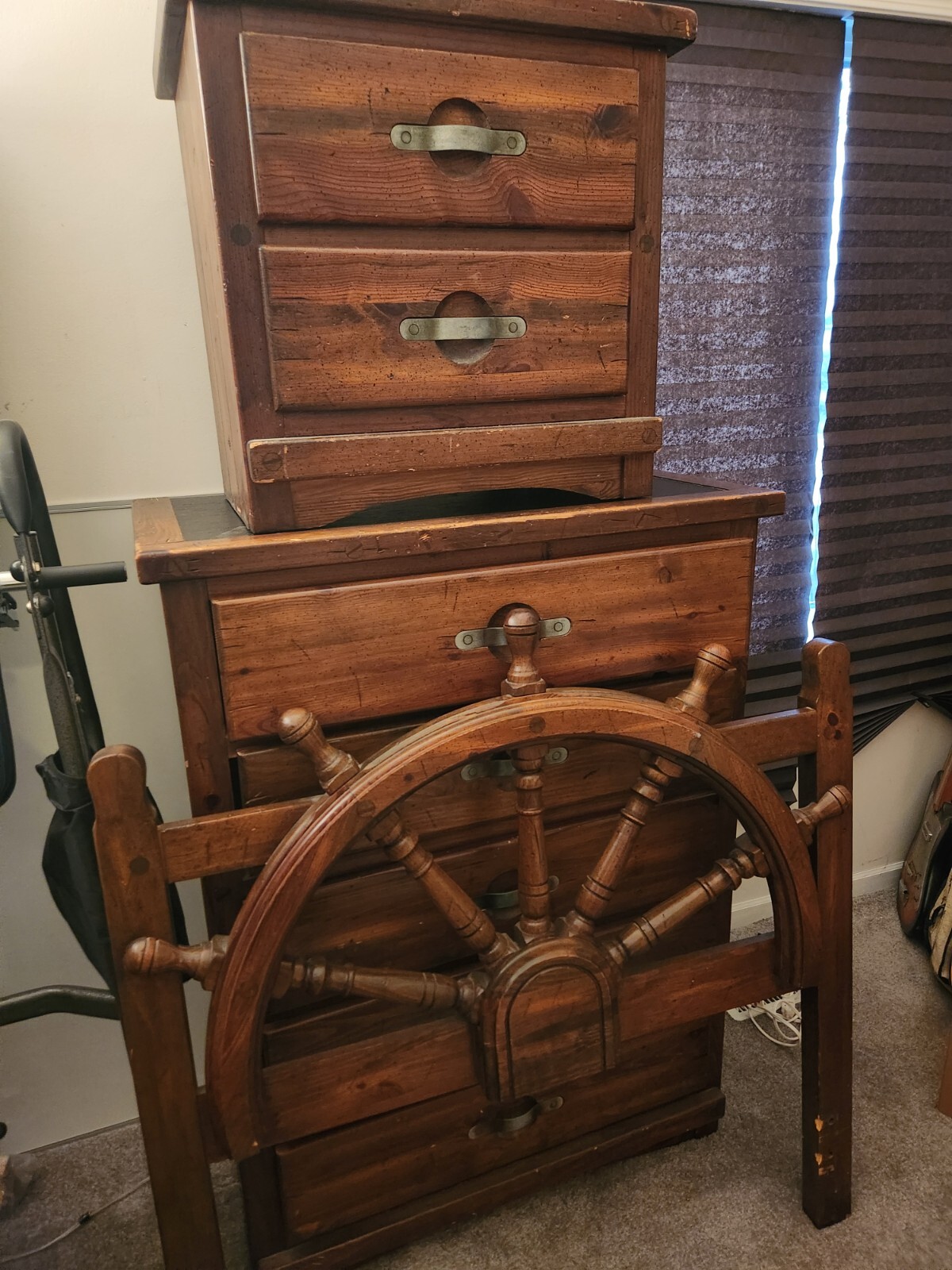 YoungHinkle "Ship Ahoy" 1970's solid wood and slate kids twin bedroom