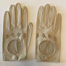 Vintage Morley gloves, estate piece, off white decorative leather, size 7 S/M 
