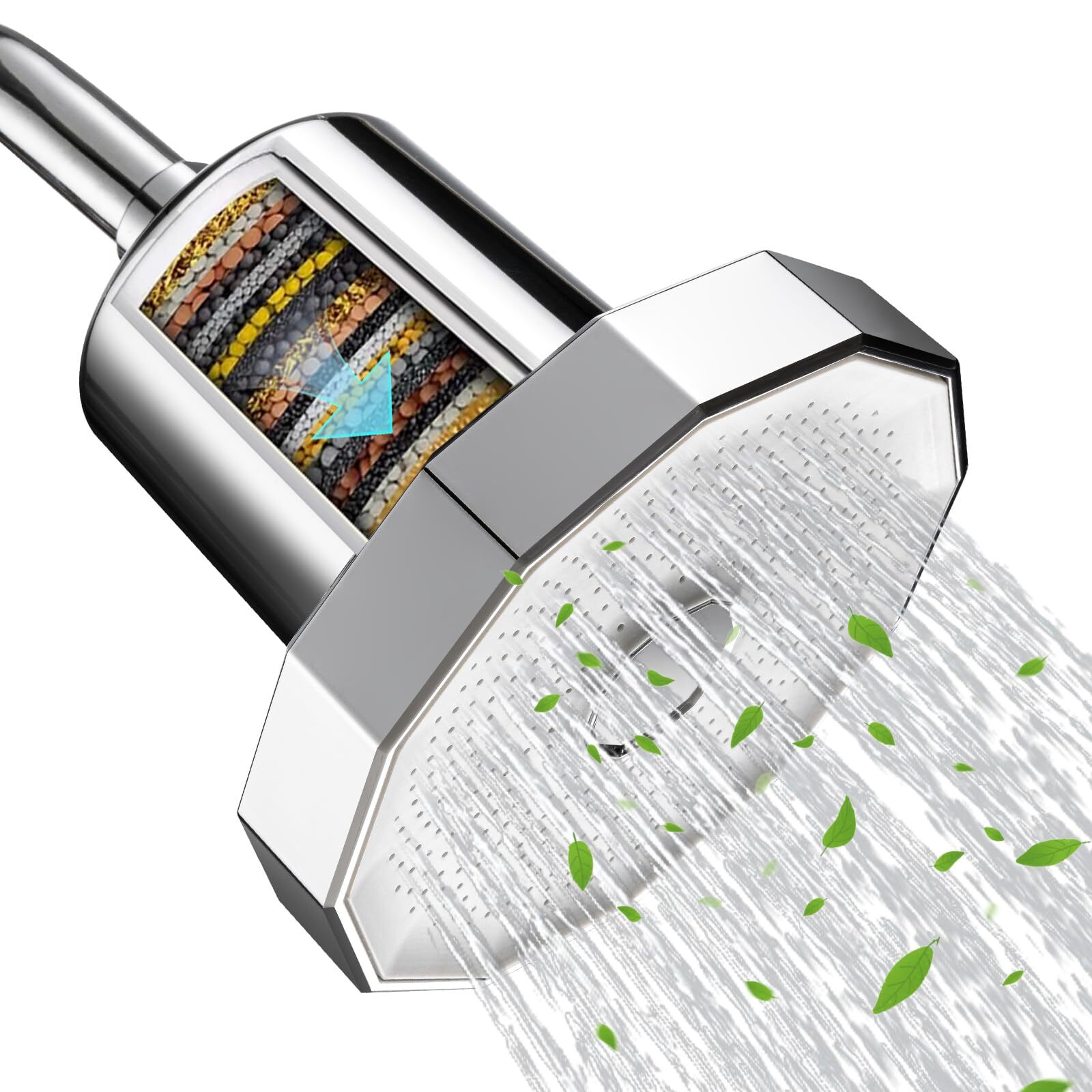 Filtered Shower Head for Hard Water, High Pressure Fixed Shower Head with 20 ...