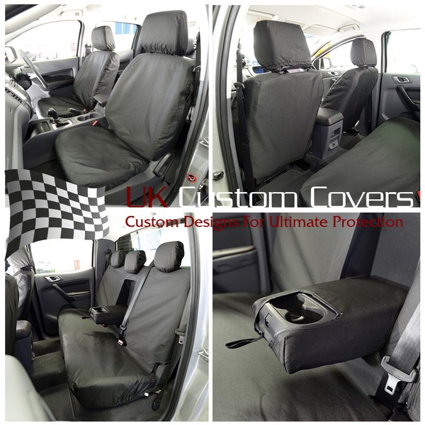 Ford Ranger Wildtrak Vorne & Hinten Seat BezüGe Tailliert -2016 Schwarz 155 156-image