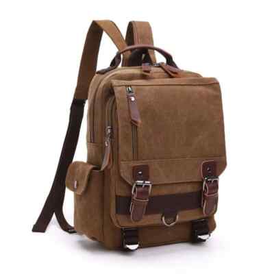 Rucksack Herren Damen Canvas Vintage Schultergurt Canvas Farbe Kaffee