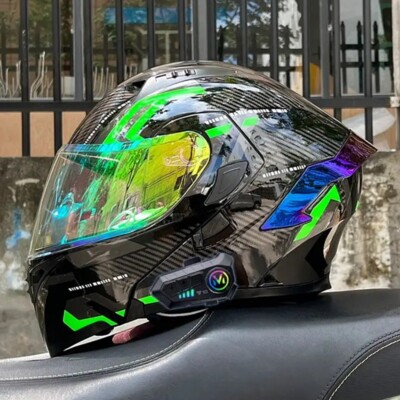 Bluetooth Modular Motorcycle Helmet Racing Flip Up Double Lens - Main Image