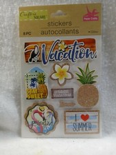 Scrapbooking Stickers Summer Vacation -- 3D Embellishments -- NEW 8 Pieces