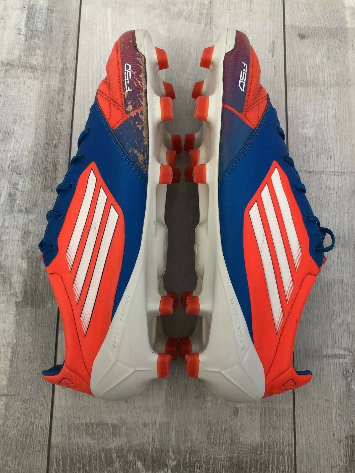 Adidas F50 Adizero FG Orange Blue Football Soccer Cleats US9 1/2 UK9 EUR43 1/3