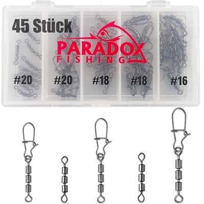 Paradox Fishing Dreifachwirbel Set 45 Stück #20-#16 / #14-#10 Wirbel Angeln