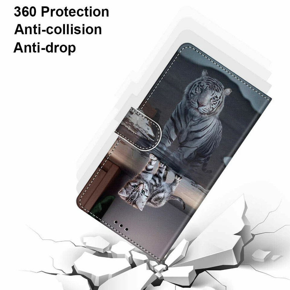 Cat Tiger Wallet Phone Case For Samsung S8 S9 S10 S20 S21 S22 S23 Note 20 A13 5G - Image 4 of 4