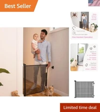 Easy Install Retractable Baby Gate for Stairs & Doorways - One-Handed Operation