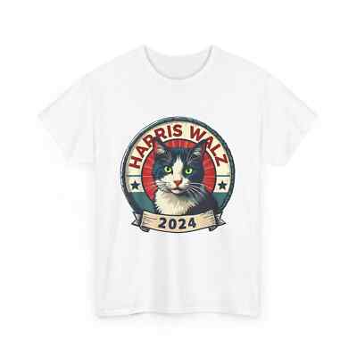 Harris Walz 2024 Funny Cat Election Kamala Harris Tim Waltz T-Shirt.webp