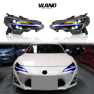 VLAND LED Projector Headlights For 12-20 Toyota 86 Subaru BRZ FR-S W/Blue DRL
