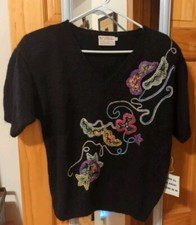 VINTAGE NWT Beldoch Popper Womens Sweater Applique Knit Size Medium