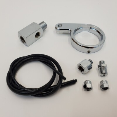 #ad #ad Rocker Box 1 5 8quot; Oil Pressure Gauge Mount KIT w Oil Line amp; Chrome Fittings $57.95