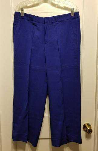 Pantalón recortado Banana Republic Blake-Fit mezcla de lino pierna ancha azul ins 25 talla 10, nuevo con etiquetas - Imagen 2 de 9