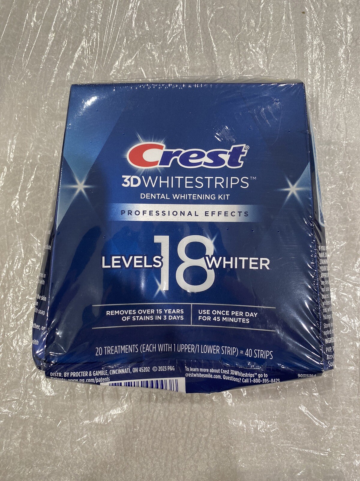 Crest 3D WhiteStrips. 18 Levels Whiter. 40 Strips. Sealed. Box Damage