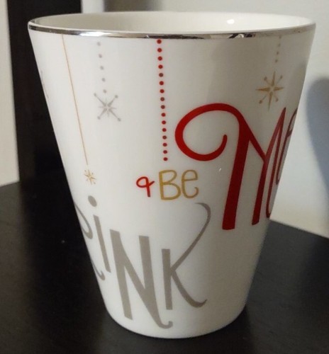 Lenox EAT DRINK & BE MERRY Platinum Trim Porcelain Holiday Christmas Mug - Picture 4 of 6