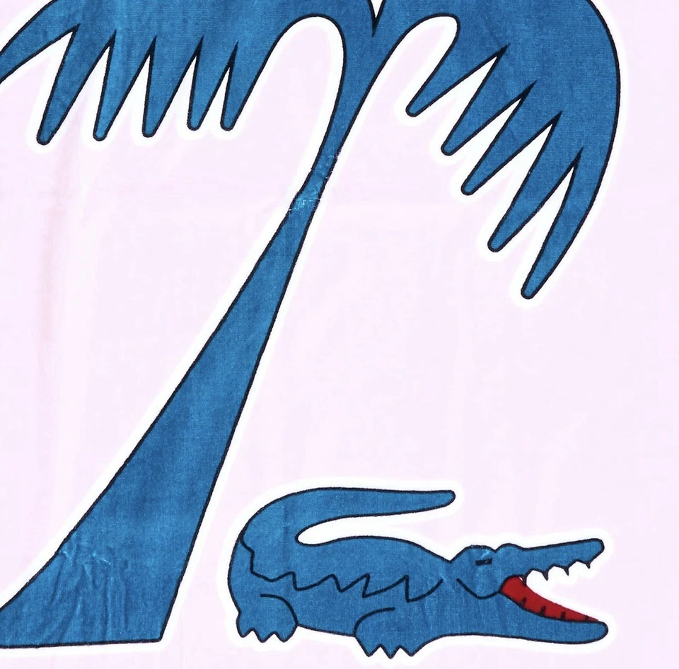 Authentic Lacoste Murphy Beach Towel Pink /Teal 36x72” Alligator Logo & Palm - Image 4 of 4