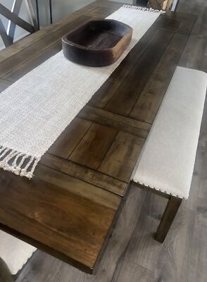 Urban Villa Tan & Eggshell Two Tone Woven Table Runner 14''x 72'' 100% Cotton