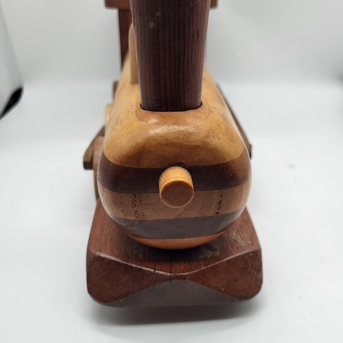 Tren motor de vapor de madera grande hecho a mano de colección 13 x 5 - Imagen 7 de 8