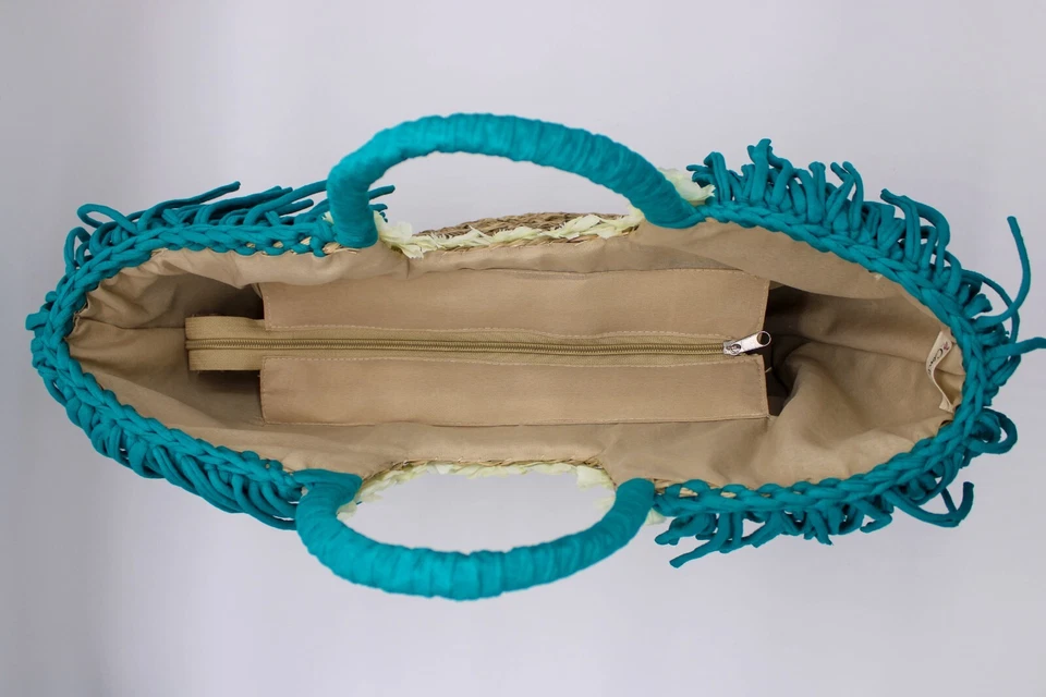 Borsa di paglia Mare Capiente 47cmx38cm con fodera e chiusura - Immagine 2 di 2