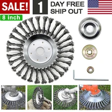 8 inch Steel Wire Wheel Brush Cutter Weed Eater Trimmer Head with Adapter Kit 