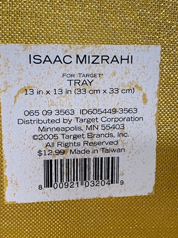 Prato de sobremesa aperitivo melamina ISAAC MIZRAHI quadrado ouro brilho 13"" - Imagem 3 de 4