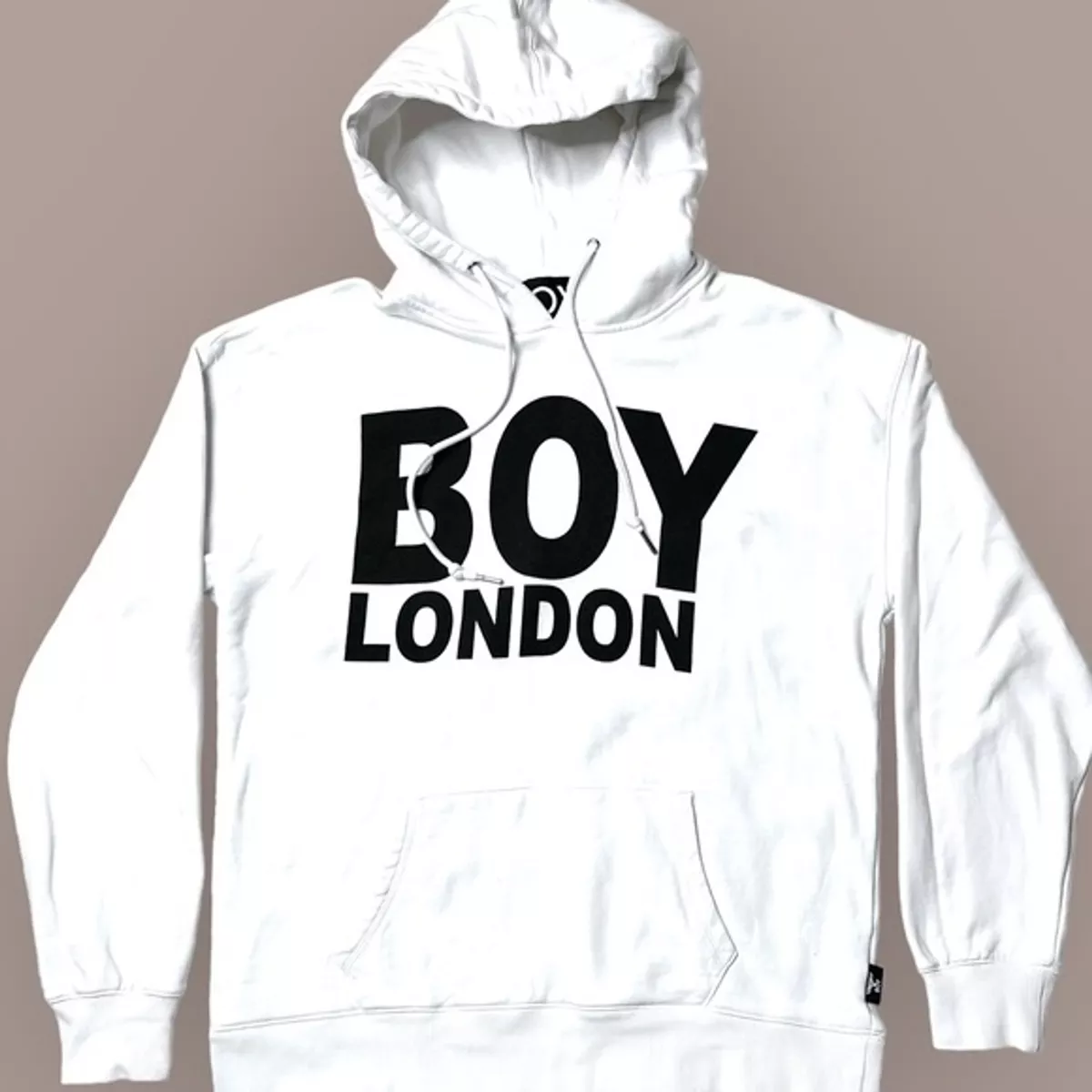 Boy London Classic Logo Pullover Hoodie Sweatshirt in White Black Unisex Sz L