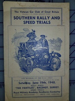 1948 Veteran Car Club Southern Rally Speed Trials Book Manual Program RARE