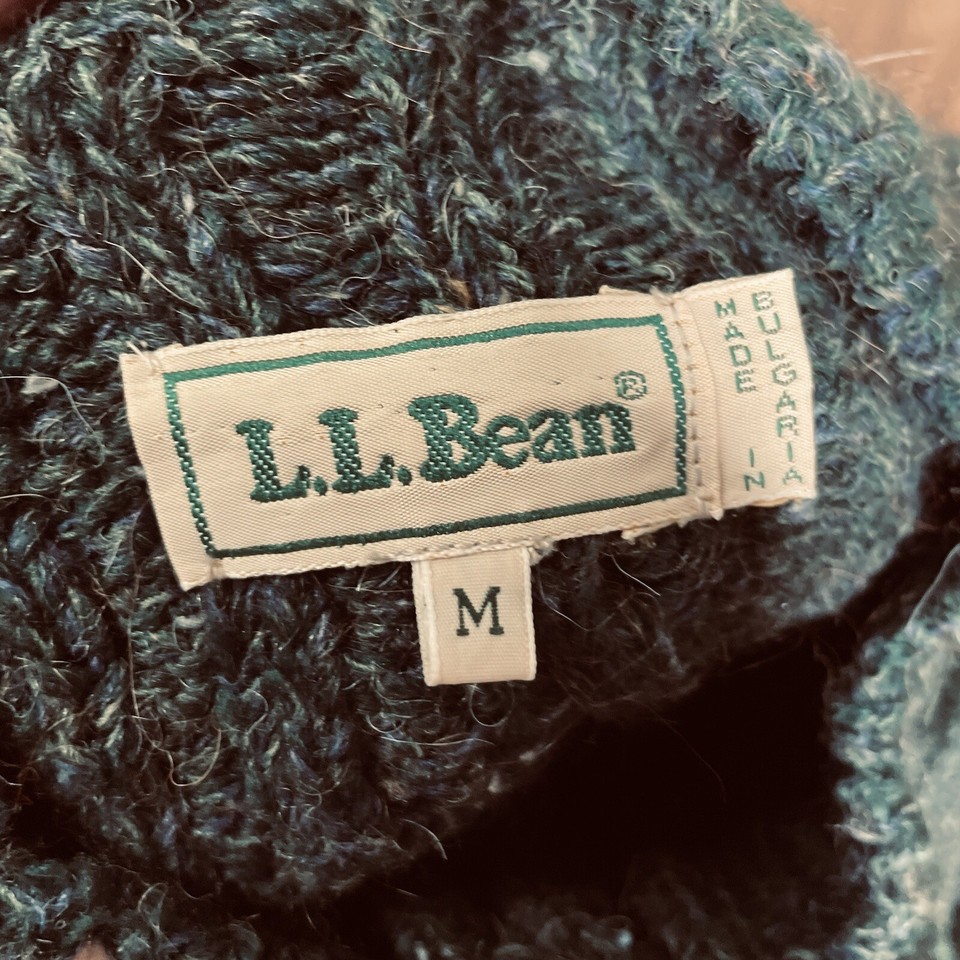 VTG LL Bean Wool Fisherman Sweater Womens Medium Green Chunky Aran eBay