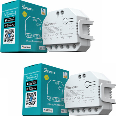 2PCS SONOFF DUALR3 Lite DIY Smart Home Switch MINI Wifi Dual Relay 2 Way Control