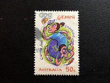 2007 AUSTRALIA SIGNS OF THE ZODIAC 50C GEMINI SHEET STAMP - USED