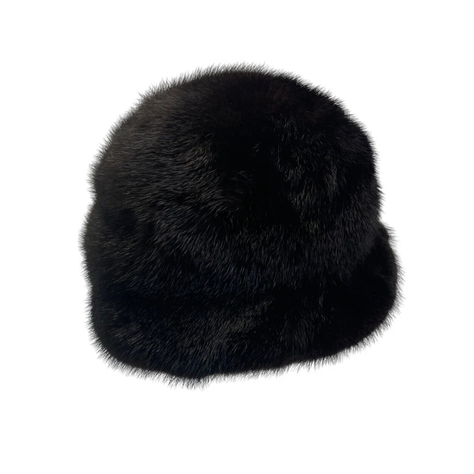 Gorra de rancho de piel de visón marrón vintage Kakas Fur Company para mujer Foto 3 de 4