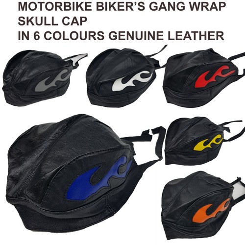 BIKER'S GENUINE LEATHER SKULL CAP 