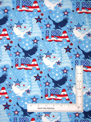 Patriotic Eagle USA Stars Blue Fabric Stars Stripes Forever Cotton Studio E Yard