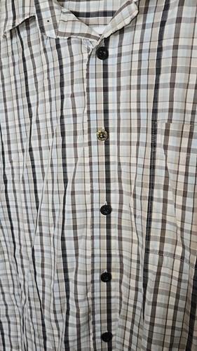 Southpole Plaid Button Up Shirt White Black Short Sleeve Chest Pocket Men's M - Picture 4 of 10