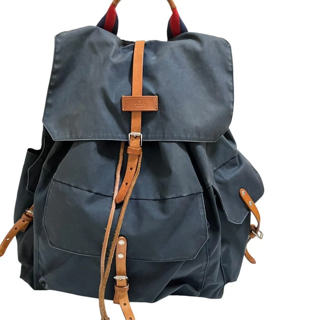 Authentique sac à dos GUCCI Sherry Line GG nylon ceinture marine grande capacité taille A4