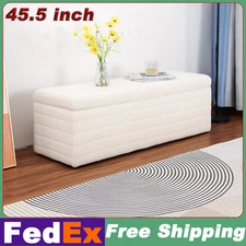 45.5" Modern Teddy Velvet Storage Ottoman Upholstered Bedroom End of Bed Bench