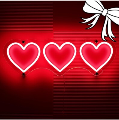 Red Love Heart Dimmable Neon Sign 19.8  x 6.5 