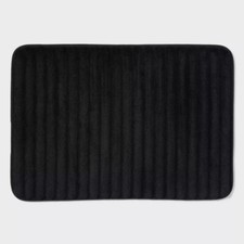 17"x24" Ribbed Cushion Foam Bath Rug black