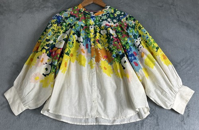 #ad NEW Sarah Campbell For Anthropologie Floral Blouse Top Oversized Multicolor Boho $44.94