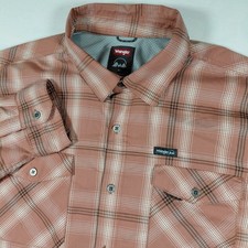 Wrangler Mens XL Regular Fit Plaid Long Sleeve Button Down Outdoor Shirt