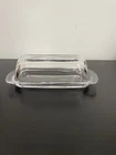 Anchor Hocking Vintage Clear Glass Butter Dish with Lid 7,5”L