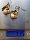 18k wire Earrings wPearl Gold Kite drop 3.45 gram, elegant, not scrap, preowned — photo 2