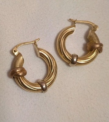 Arapas 14K Tri Color Gold Creolen Vintage 5,0 g Gelb Rose Weißgold 1''