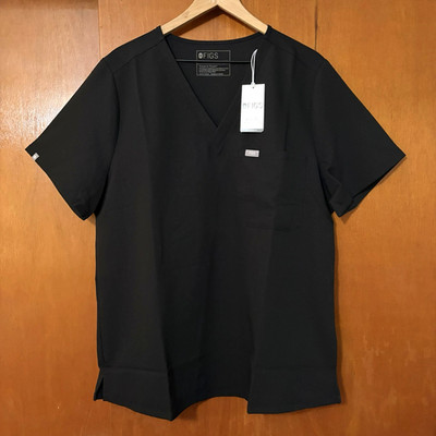 Figs Catarina One Pocket Scrub Top Black Size XXL