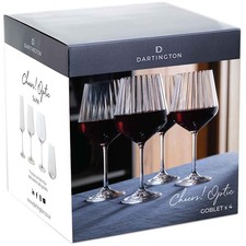 Dartington CHEERS! Optic GOBLET Red Wine Glasses Set of 4 Elegant Gift 570ml