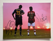 Signiertes RUI COSTA & MARCO MATERAZZI 16"x12" AC Inter Mailand Derby Foto - PP/COA