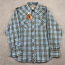 Wrangler Shirt Mens XL Blue Wrancher Plaid Western Pearl Snap MTW1200 NWT